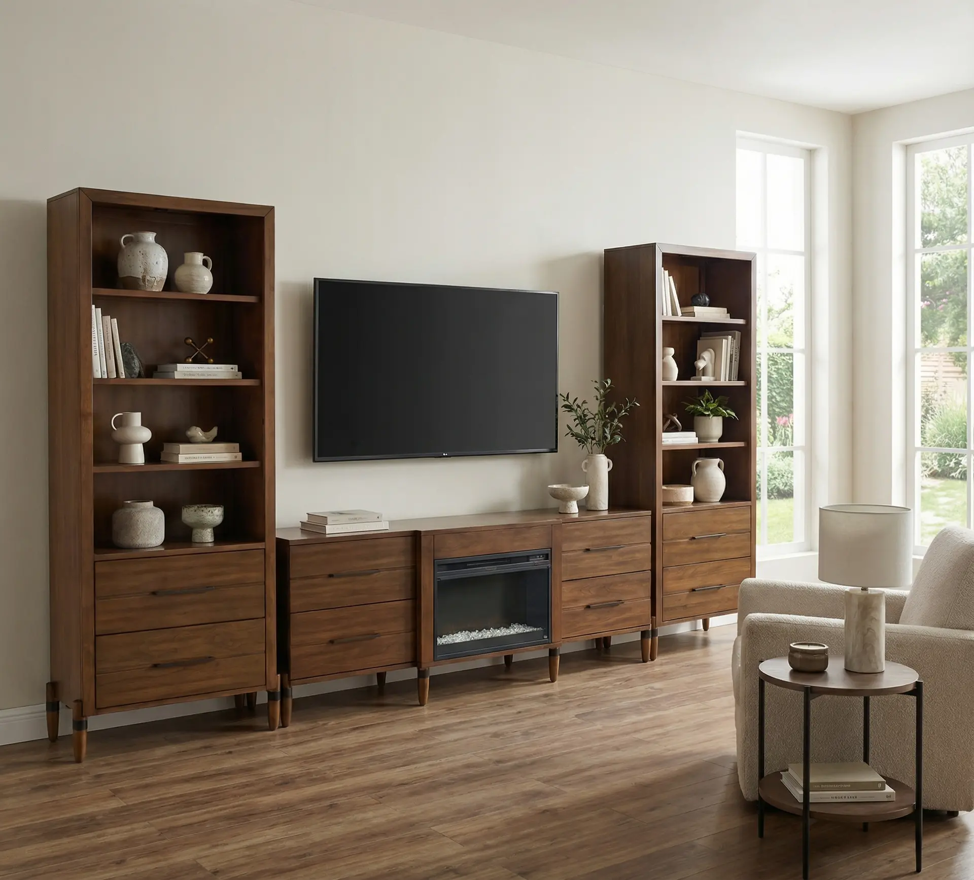 Tranquility Walnut 78  Fireplace Entertainment Center-2