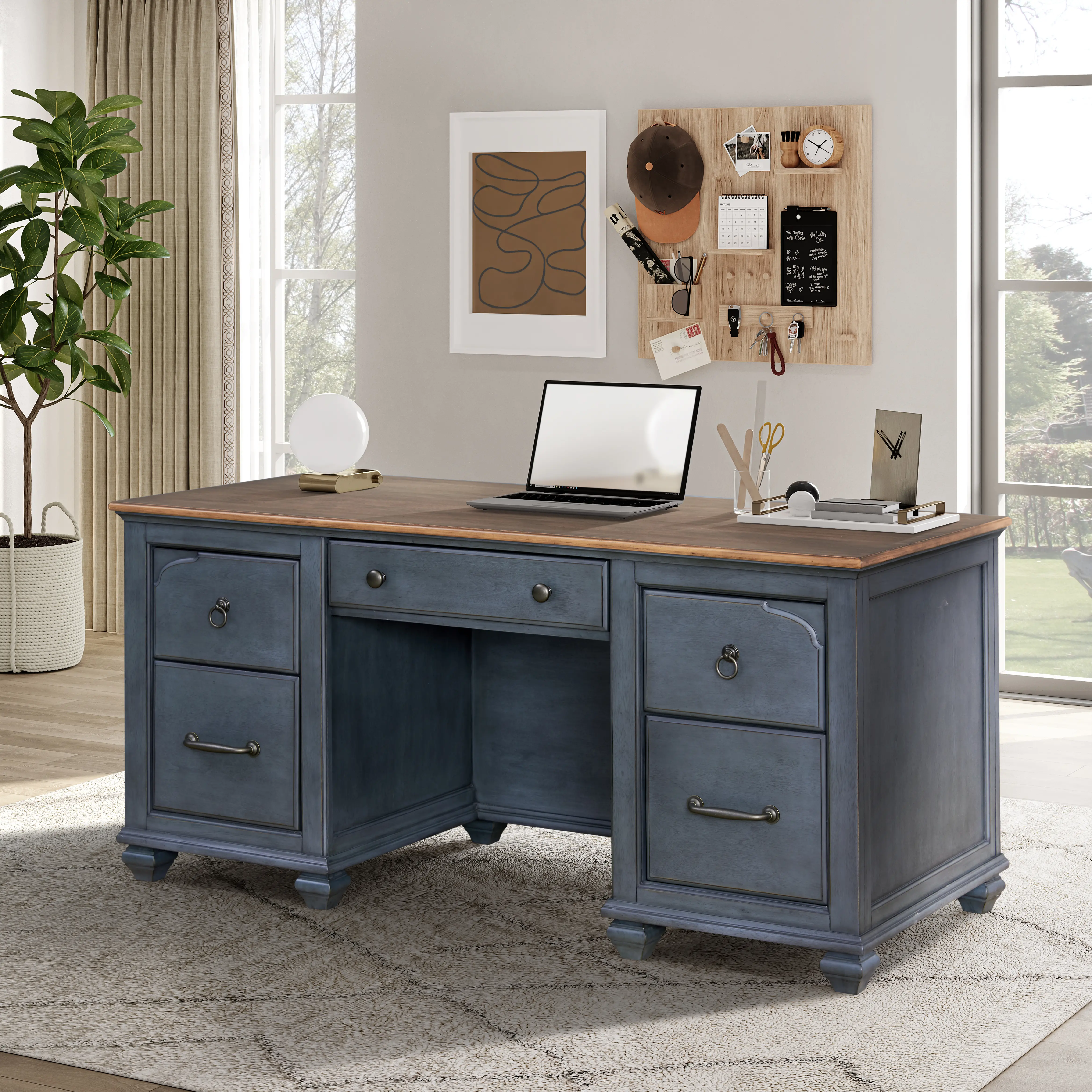 Americanas Blue Executive Desk-2