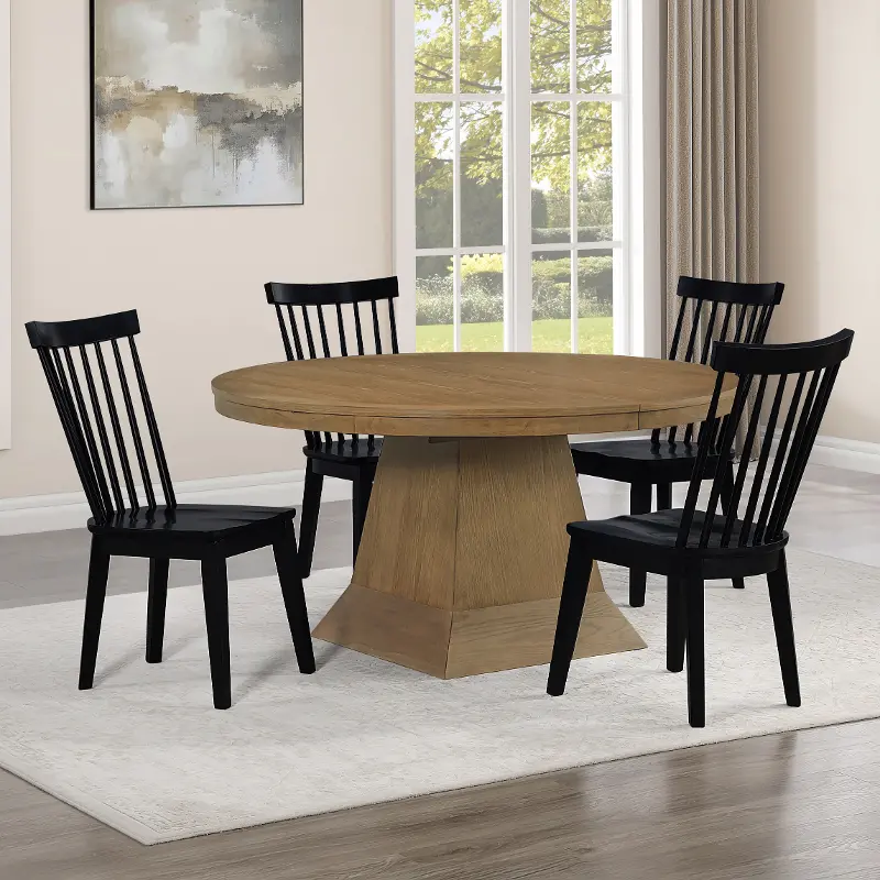 Vaughn Light Brown and Black 5 Piece Dining Set