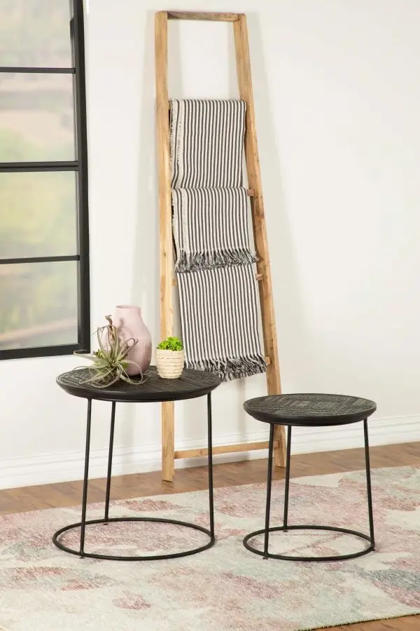 Dark Brown Nesting Tables Set of 2-2