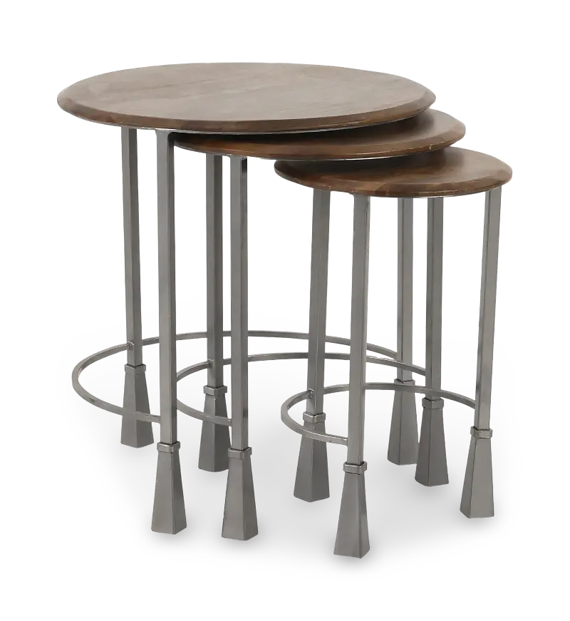 Dark Brown Nesting Table Set of 3