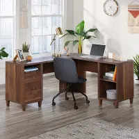 Walnut Brown L-Shaped Desk