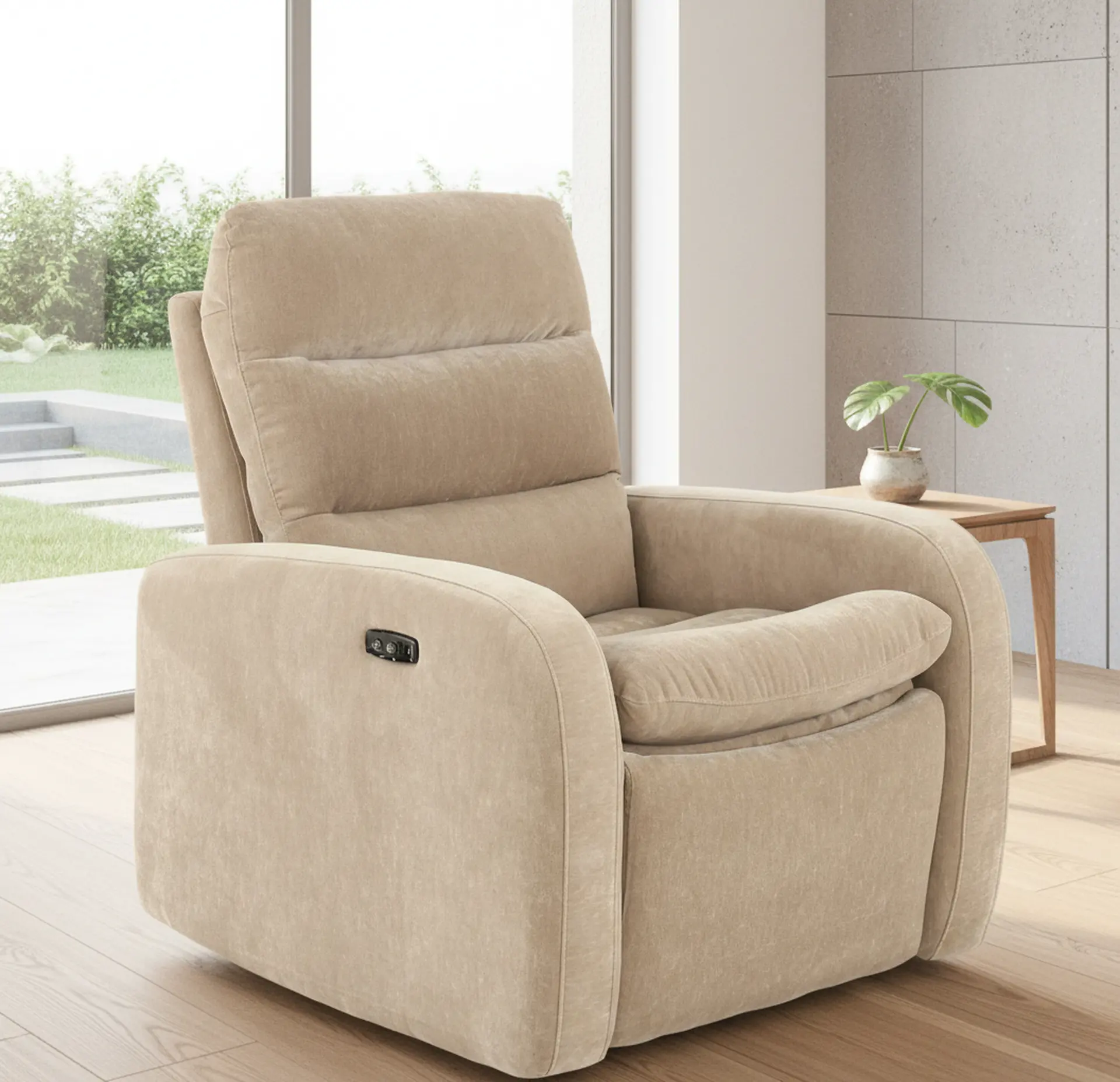 Celeste Mushroom Beige Power Swivel Glider Recliner-2