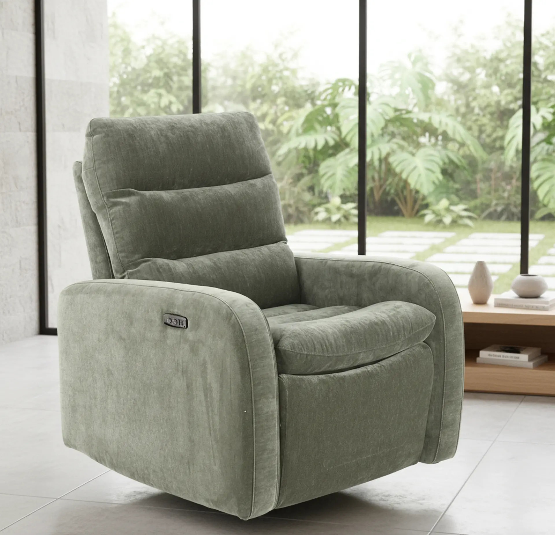 Celeste Forest Green Power Swivel Glider Recliner-2