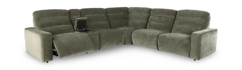 Celeste Forest Green 6 Piece Power Reclining Sectional | RC Willey