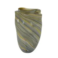 11  Glass Green Ribbon Vase