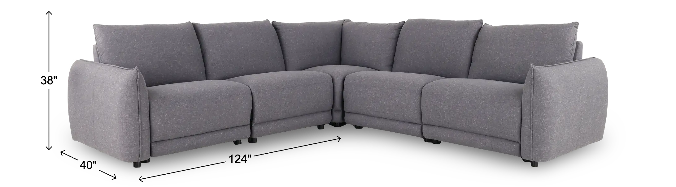 Cambridge Blue-Gray 5 Piece Power Reclining Sectional-3