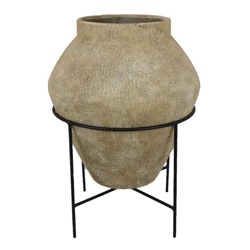 Orla Rustic Planter with Metal Base