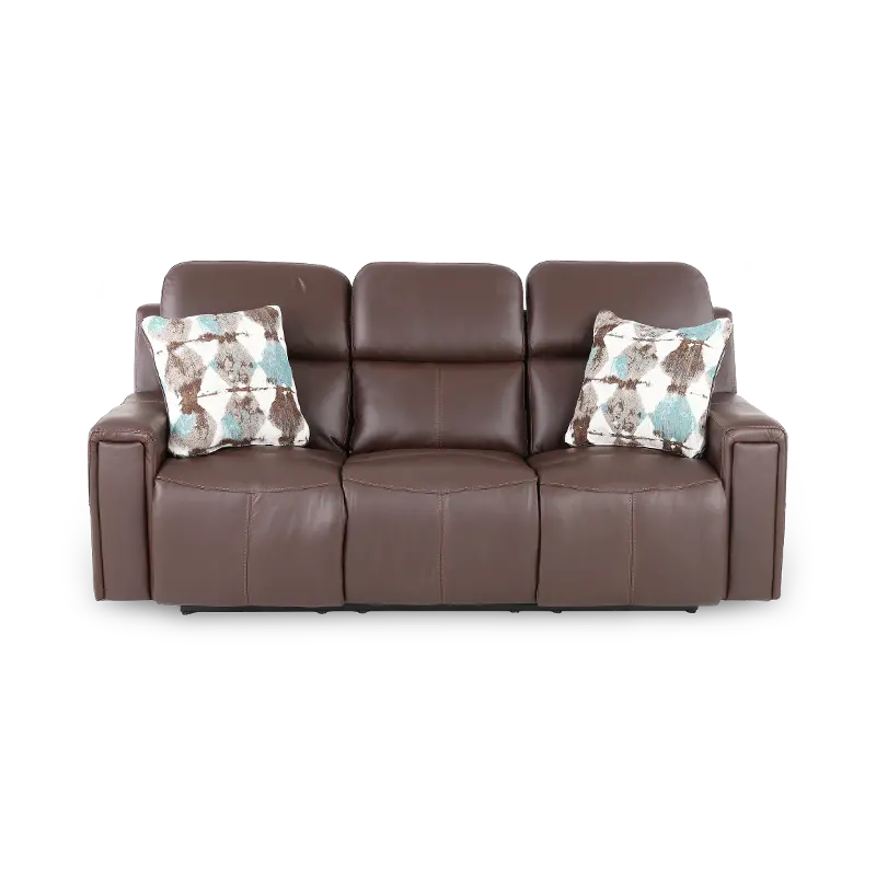 Arezzo Chocolate Brown Leather Power Reclining Sofa