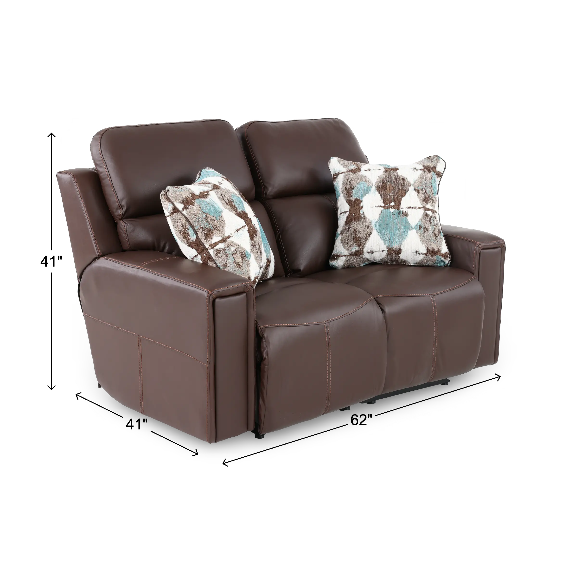 63152/1286-09/3086-09 Arezzo Chocolate Brown Leather Power Reclining Loveseat-3