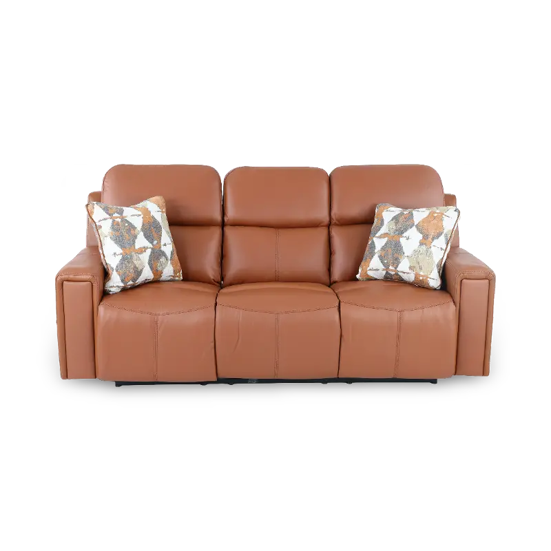 Arezzo Whiskey Brown Leather Power Reclining Sofa