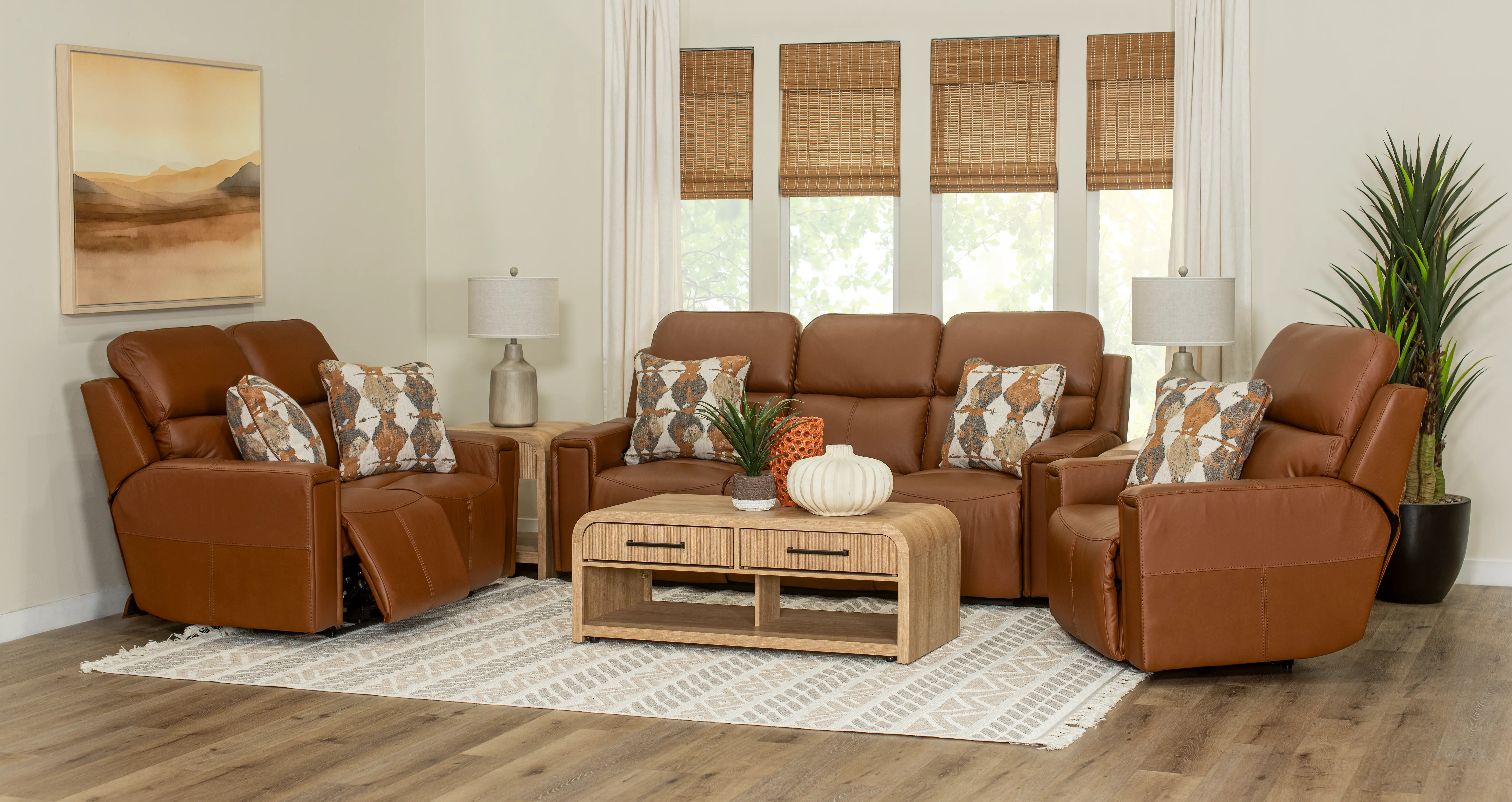 63151/1286-26/3086-26 Arezzo Whiskey Brown Leather Power Reclining Sofa-2