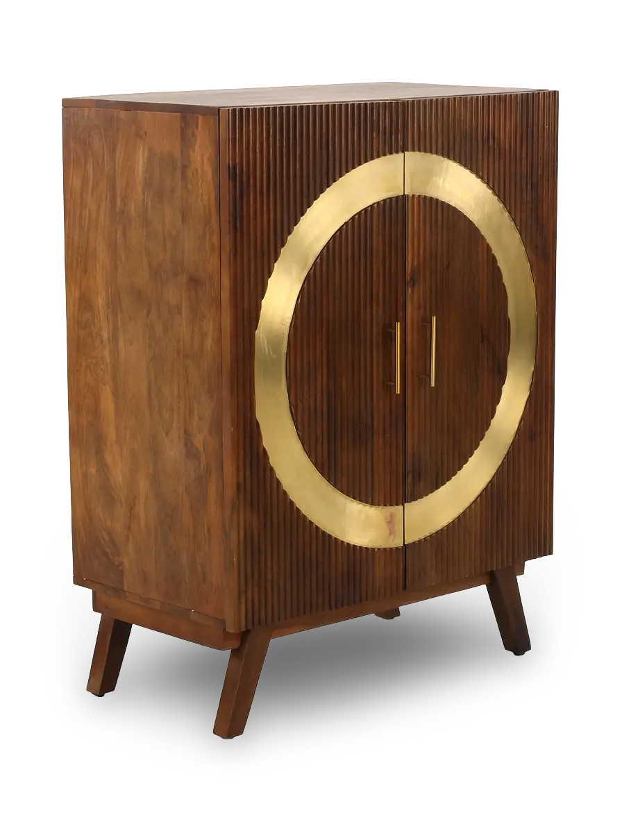 Brown Two Door Tall Wine Cabinet-4