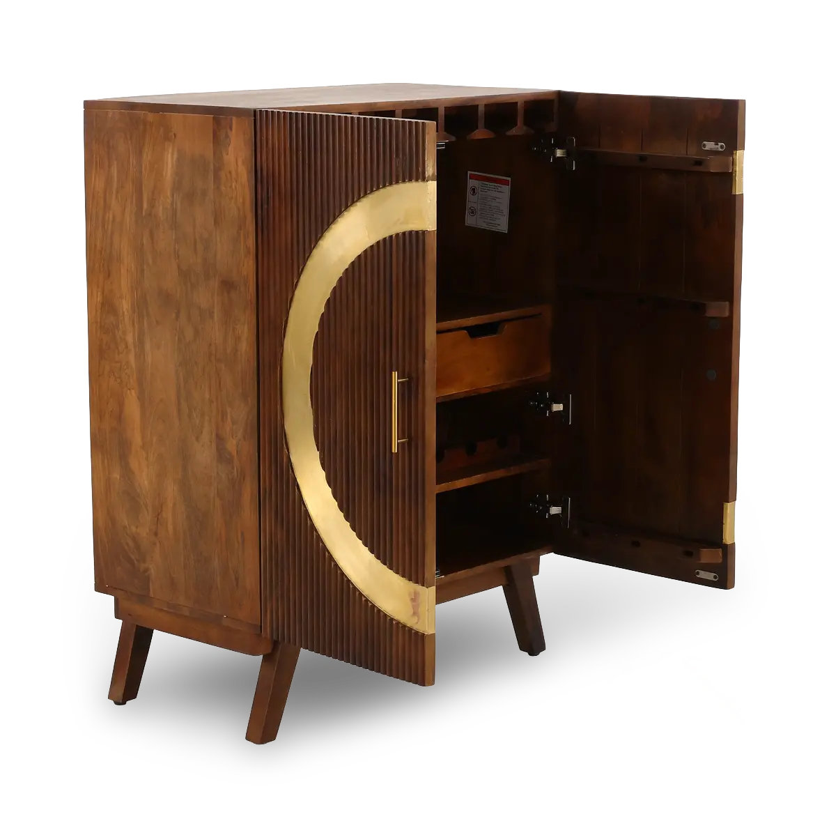 Brown Two Door Tall Wine Cabinet-5