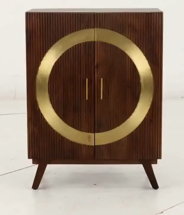 Brown Two Door Tall Wine Cabinet-7
