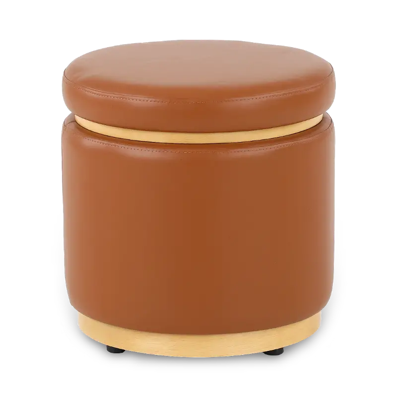 Caramel Pine Boho Ottoman