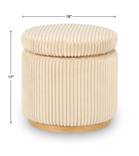 Cream Round Ottoman-3