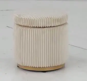 Cream Round Ottoman-8