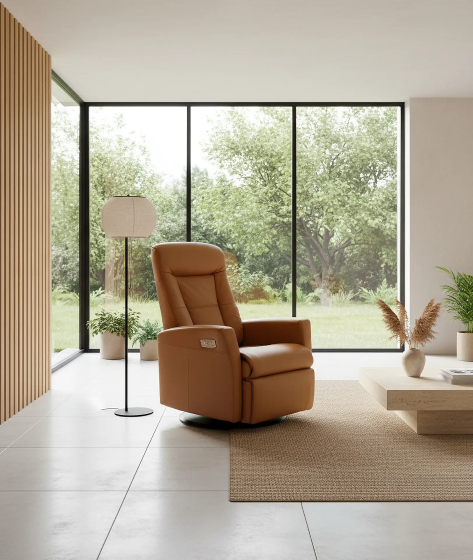 Grove Straw Standard Leather Swivel Glider Power Recliner with Adjustable Headrest-11
