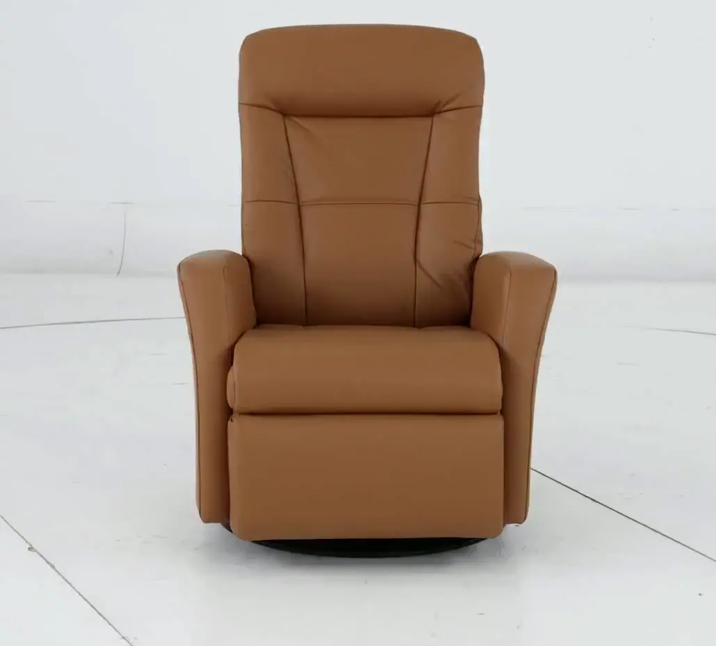 Grove Straw Standard Leather Swivel Glider Power Recliner with Adjustable Headrest-12