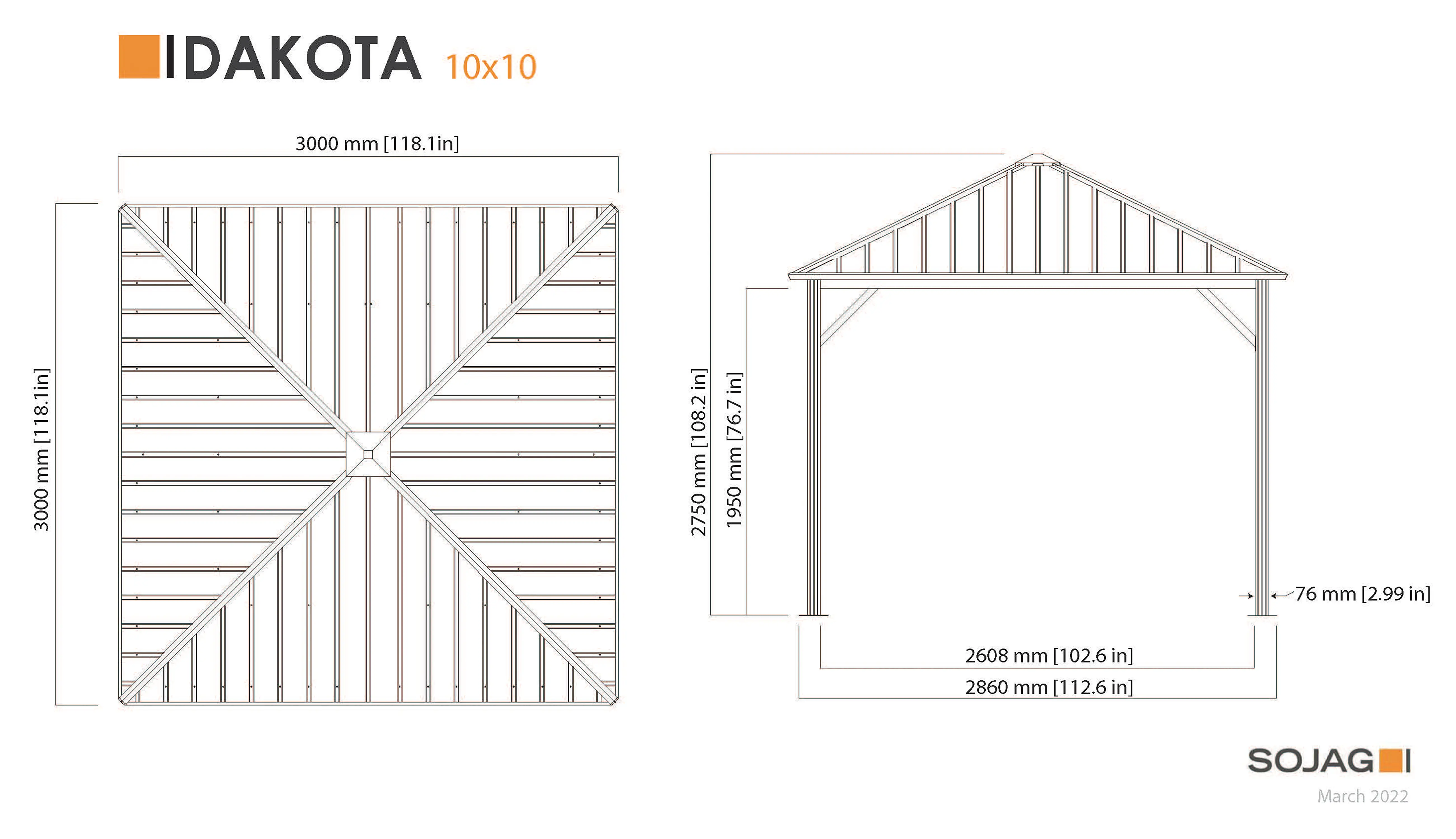 Sojag Dakota 10' Dark Brown Gazebo-3