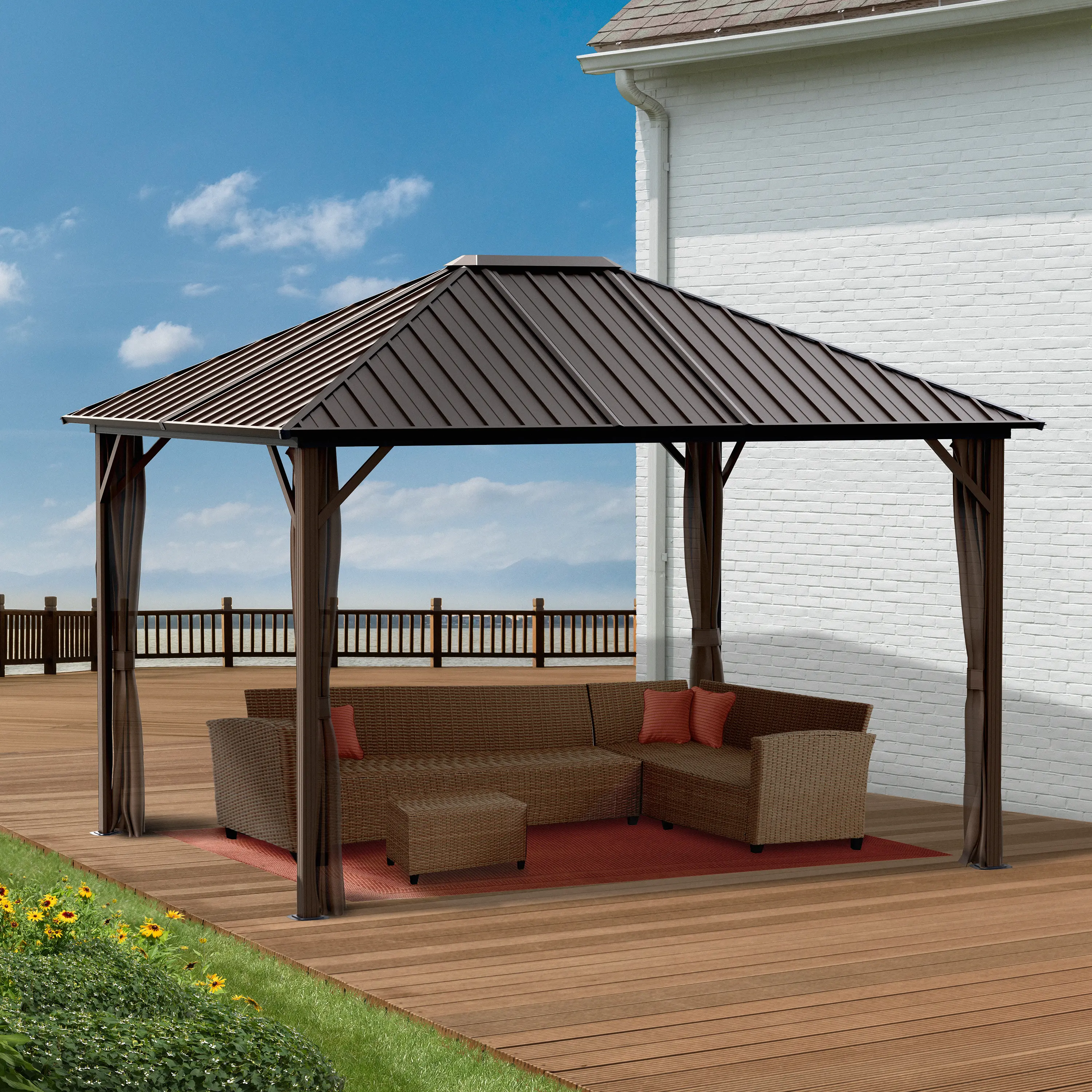 Sojag Dakota 10 x 12 Dark Brown Gazebo-6