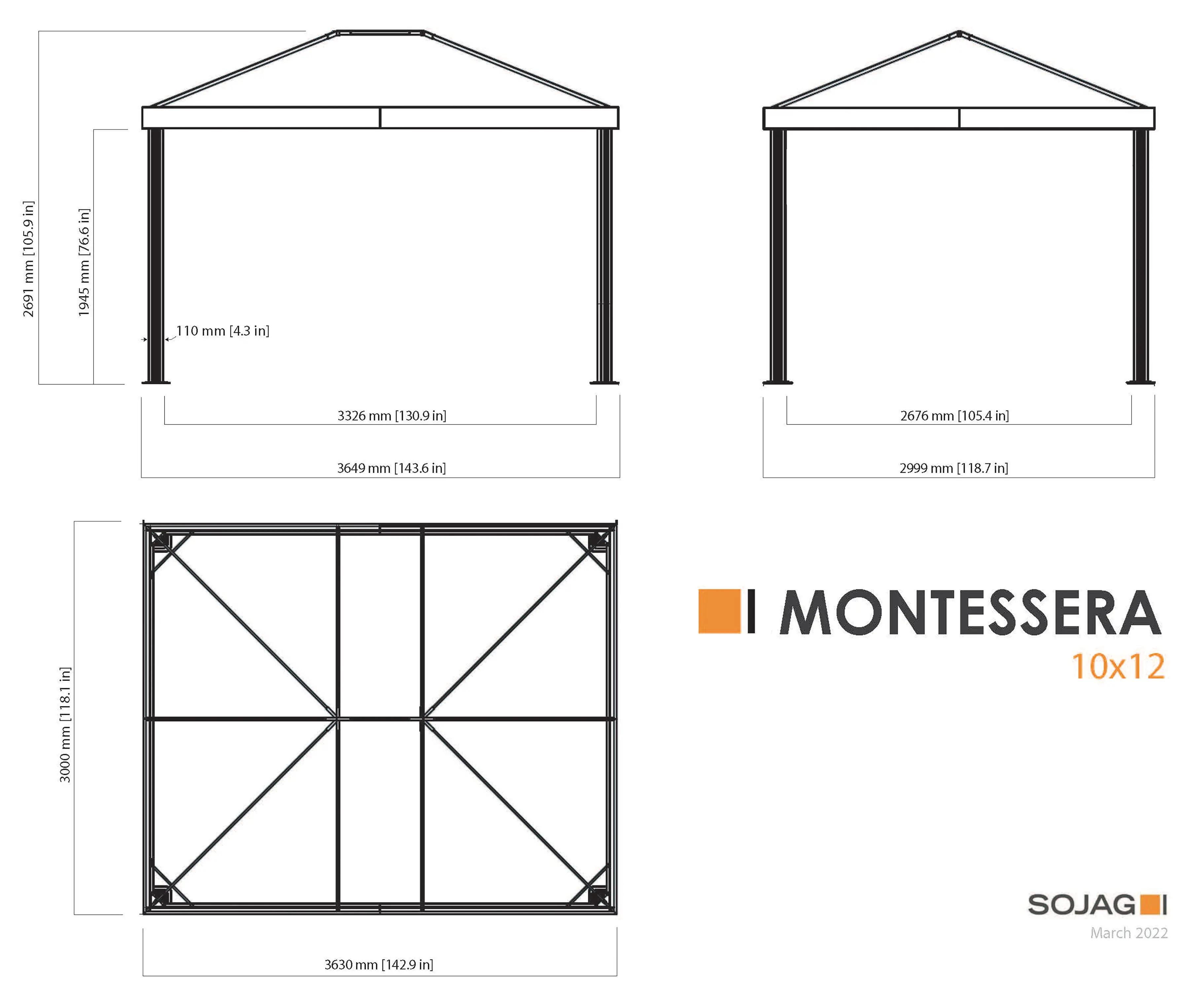 Sojag Monteserra 10 x 12 Ft Gray Gazebo-6