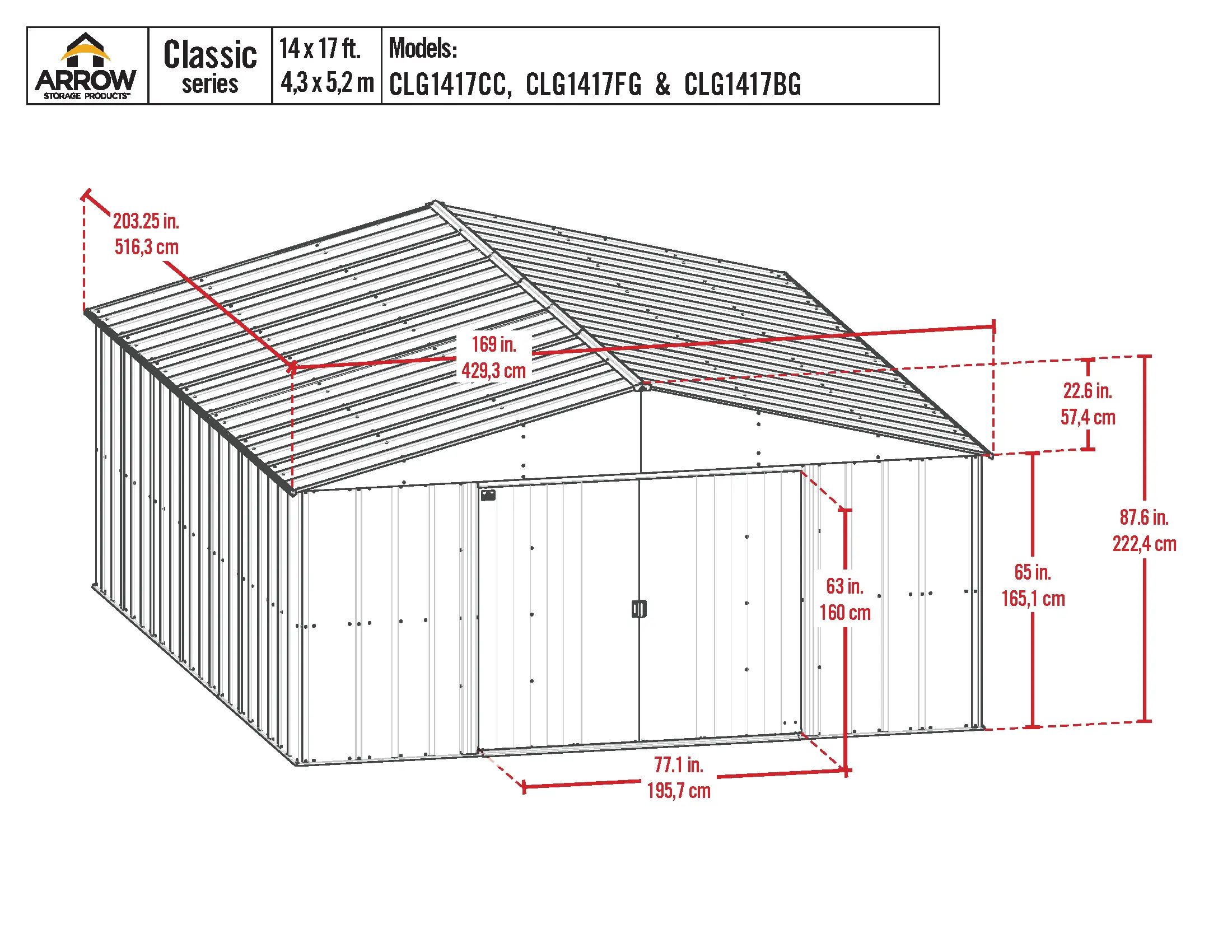 Arrow Classic 14 x 17 Charcoal Storage Shed-13
