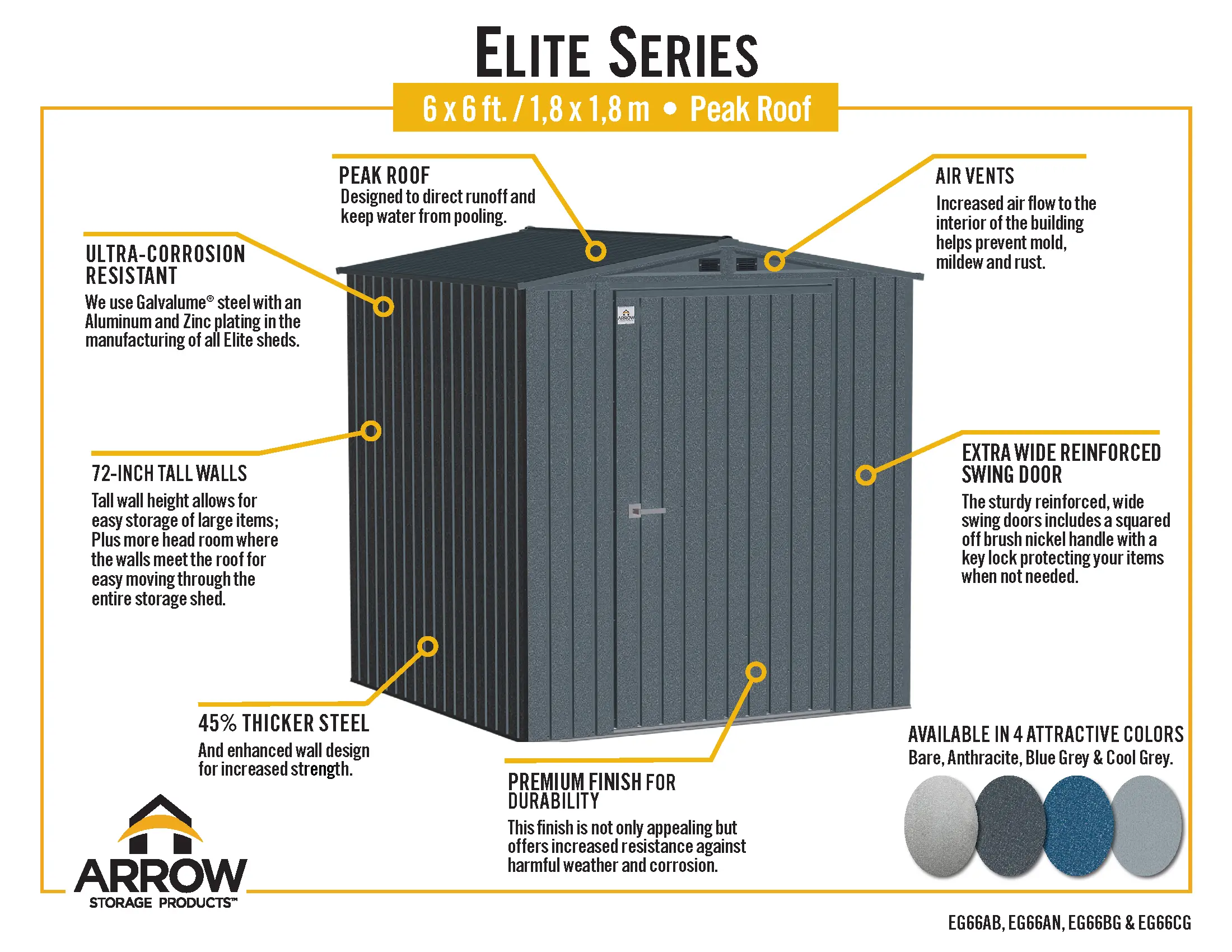 Arrow Elite 6' Blue Gray Storage Shed-10
