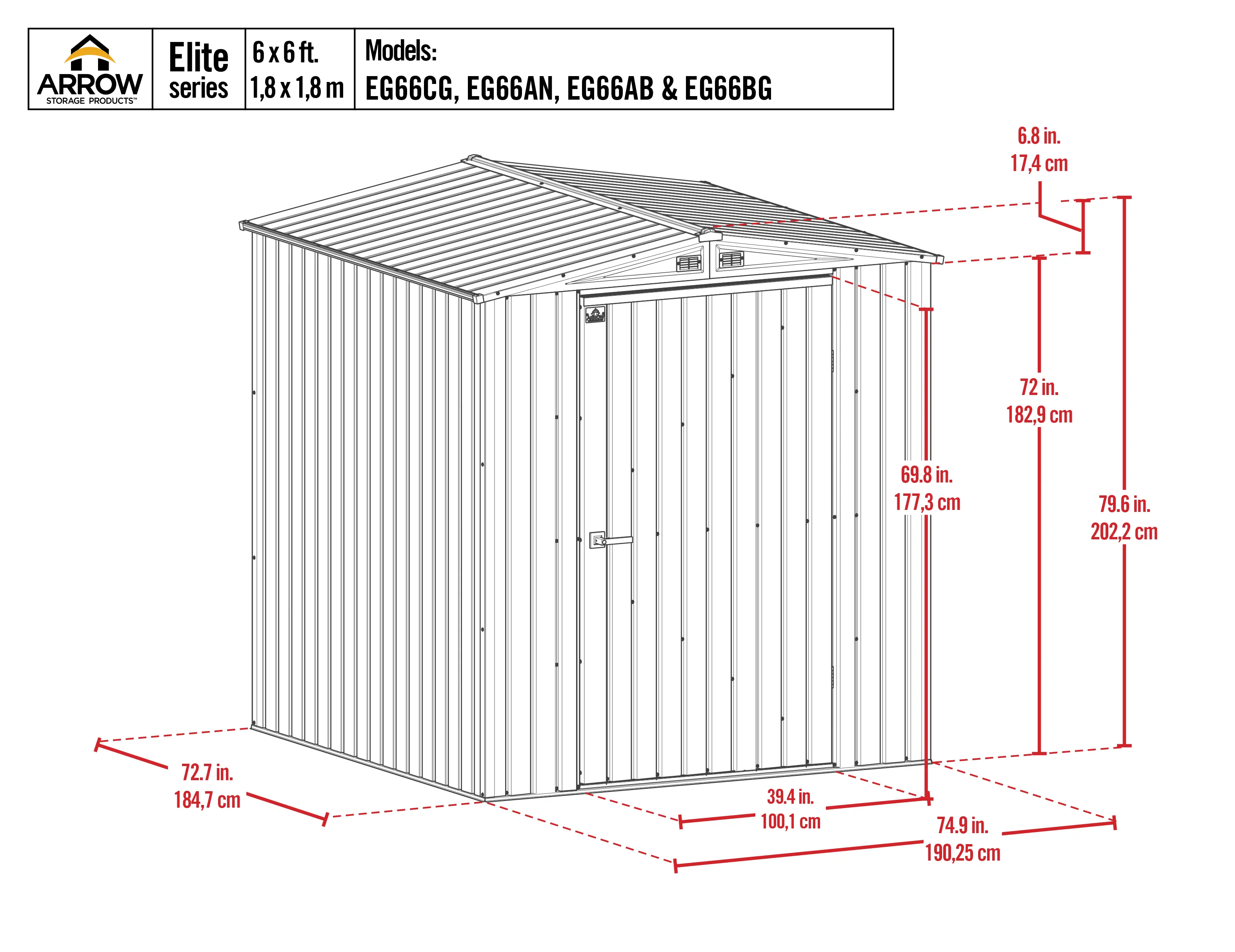 Arrow Elite 6' Blue Gray Storage Shed-11