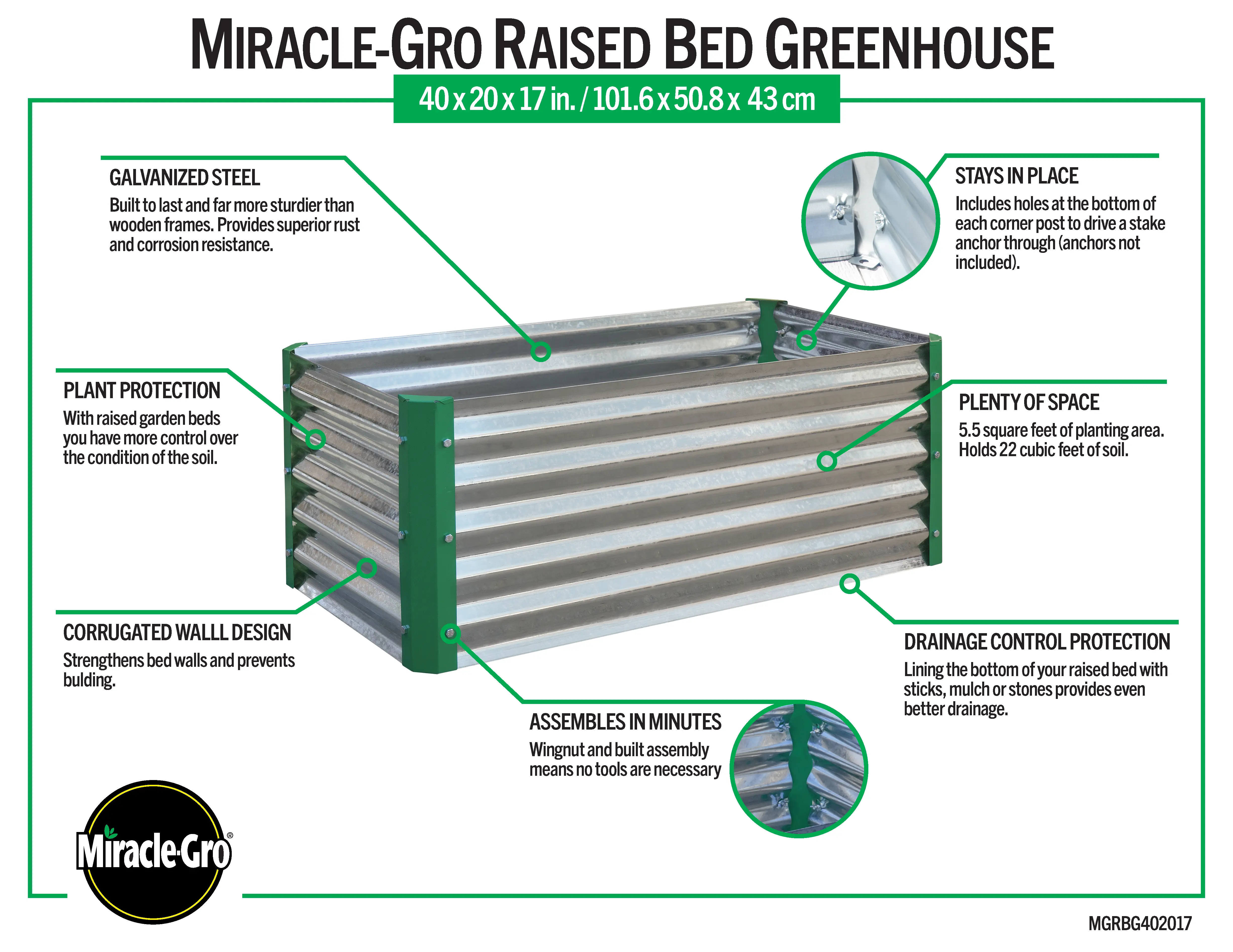 Miracle-Gro 2 x 4 x 2 Green Miracle-Gro® Raised Garden Bed-6