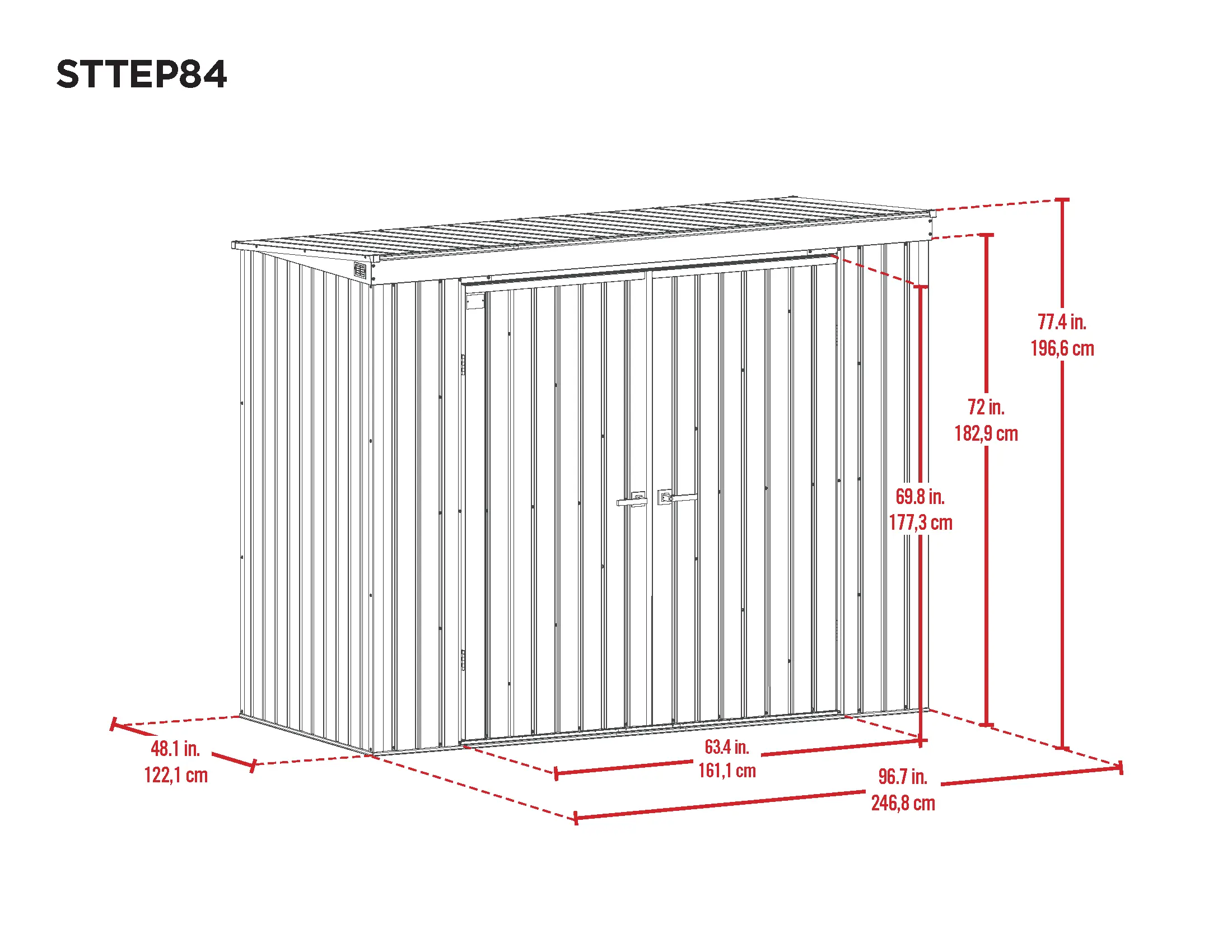 Scotts 8 x 4 Green Garden Storage Shed-10