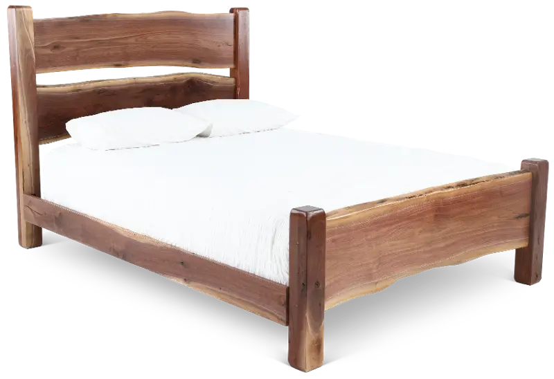 Live Edge Walnut Brown Queen Bed