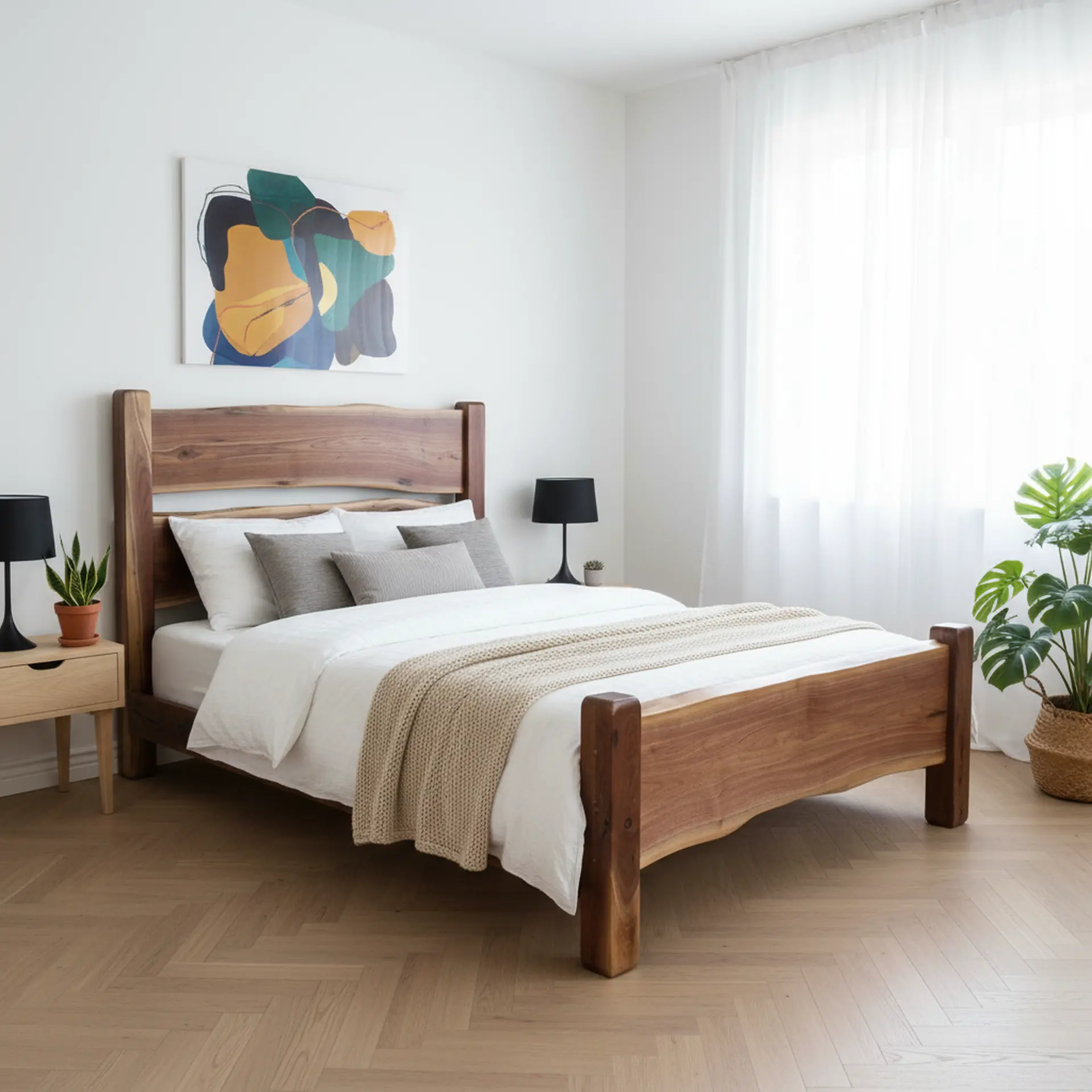 Live Edge Walnut Queen Bed-10