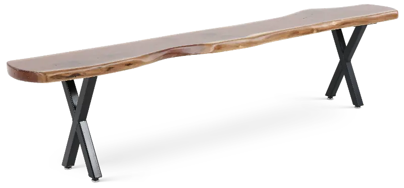 Live Edge Walnut and Black Dining Bench