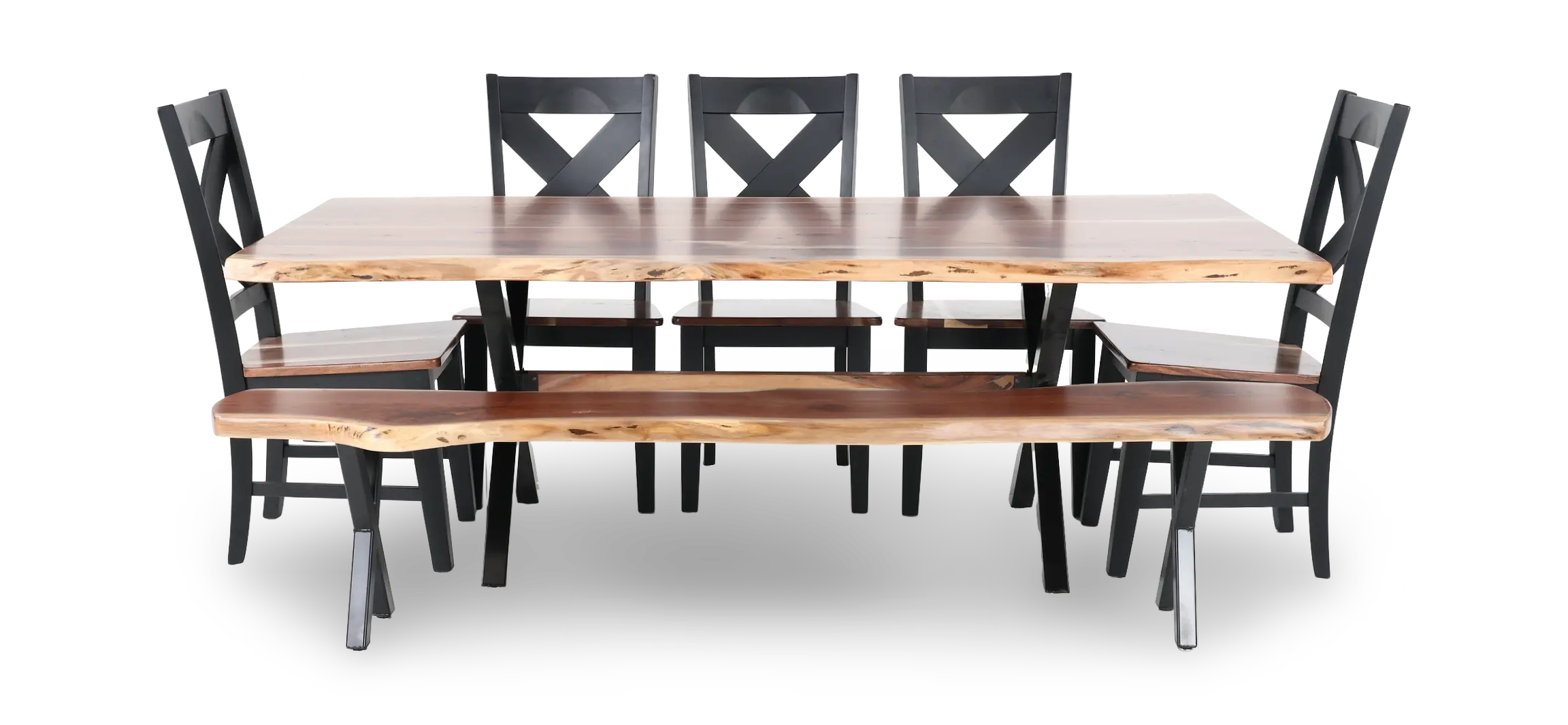 Live Edge Walnut and Black 7 Piece Dining Set-3