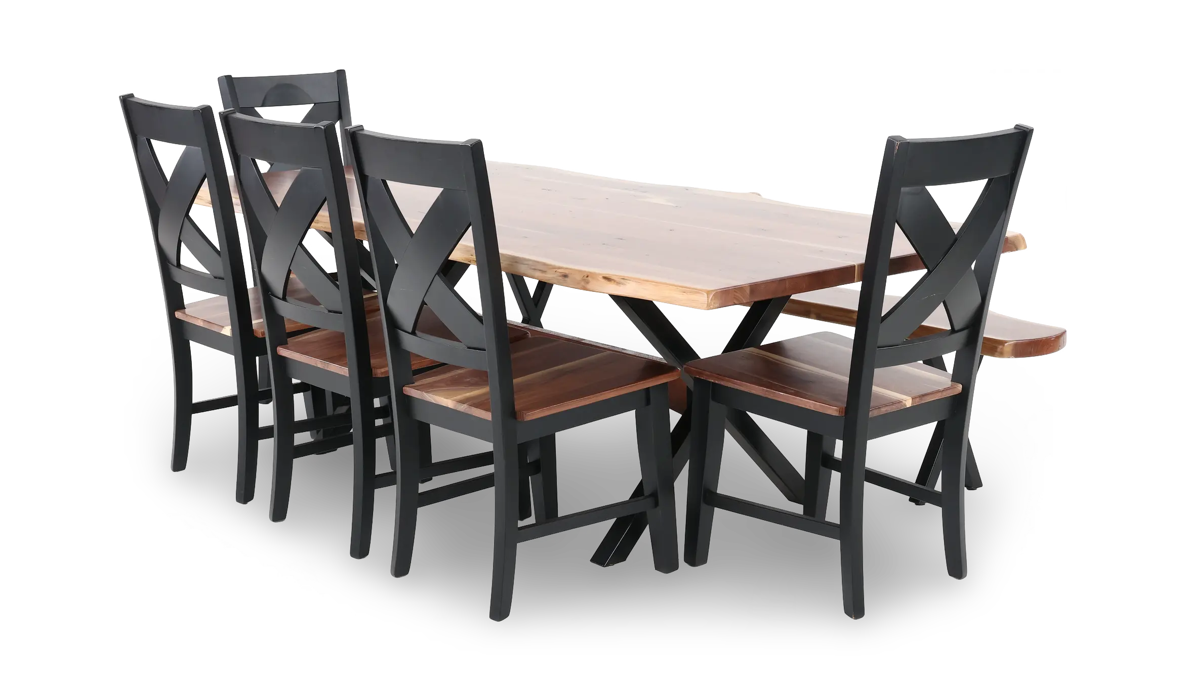 Live Edge Walnut and Black 7 Piece Dining Set-5