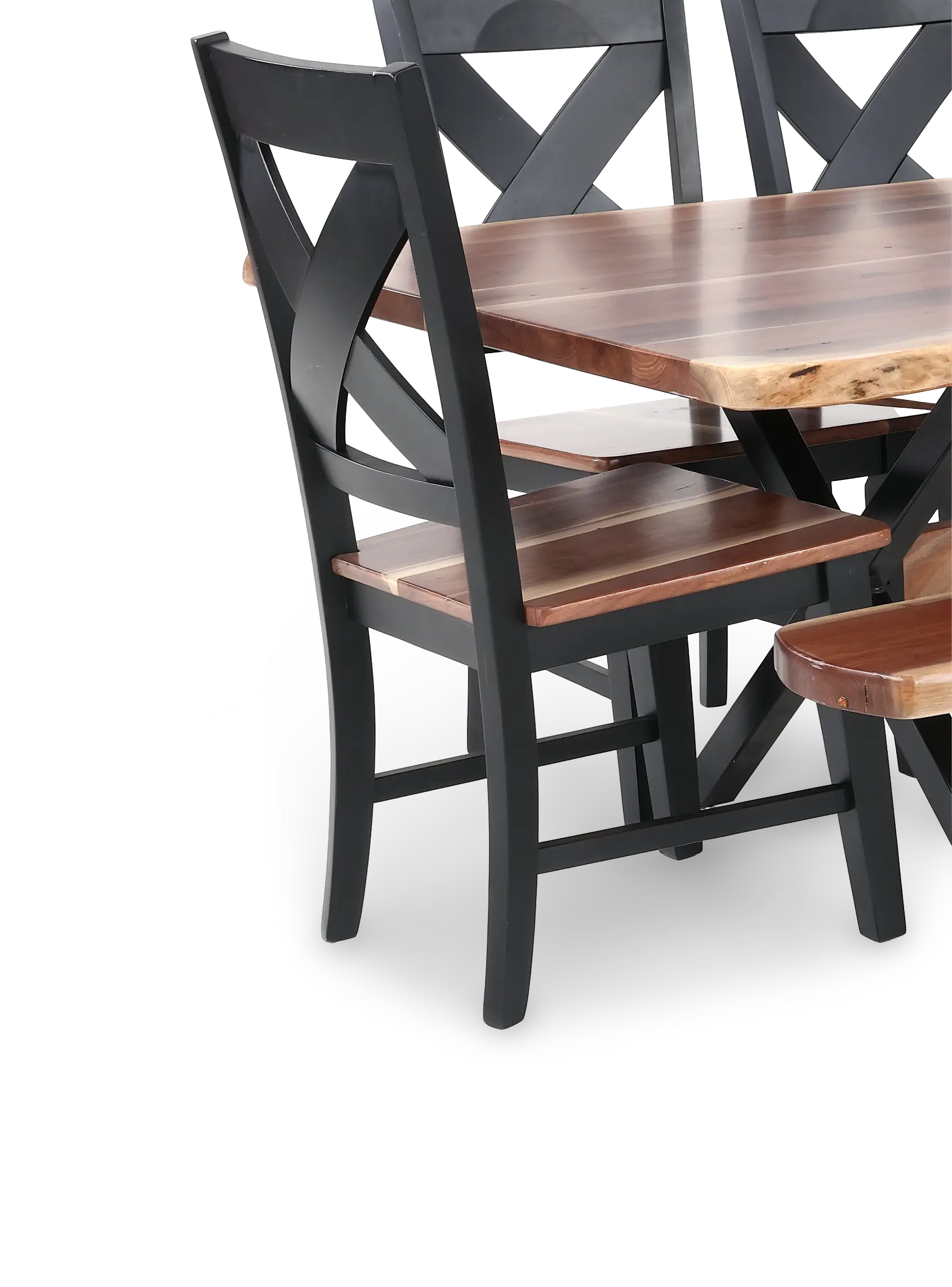 Live Edge Walnut and Black 7 Piece Dining Set-6