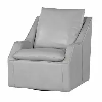 Asher Light Gray Leather Swivel Chair