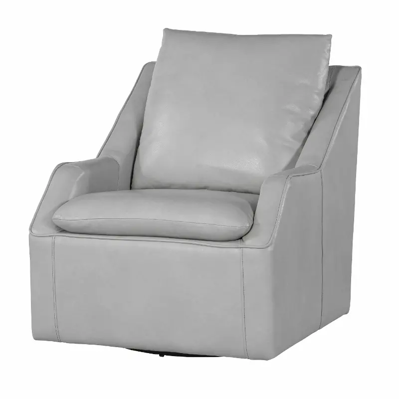 Asher Light Gray Leather Swivel Chair