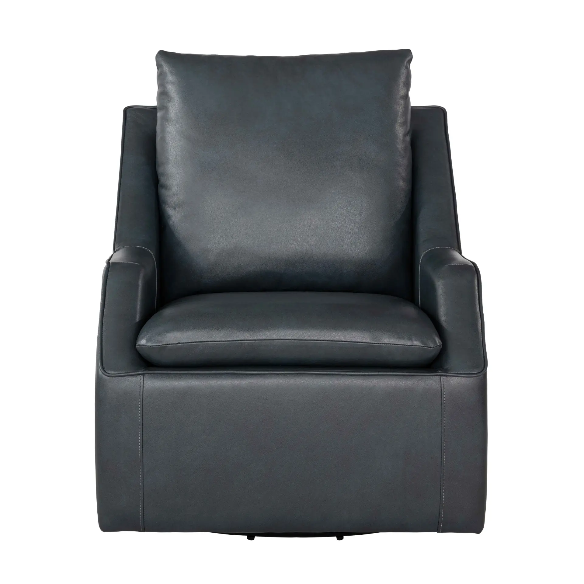 Asher Dark Blue Leather Swivel Chair-2