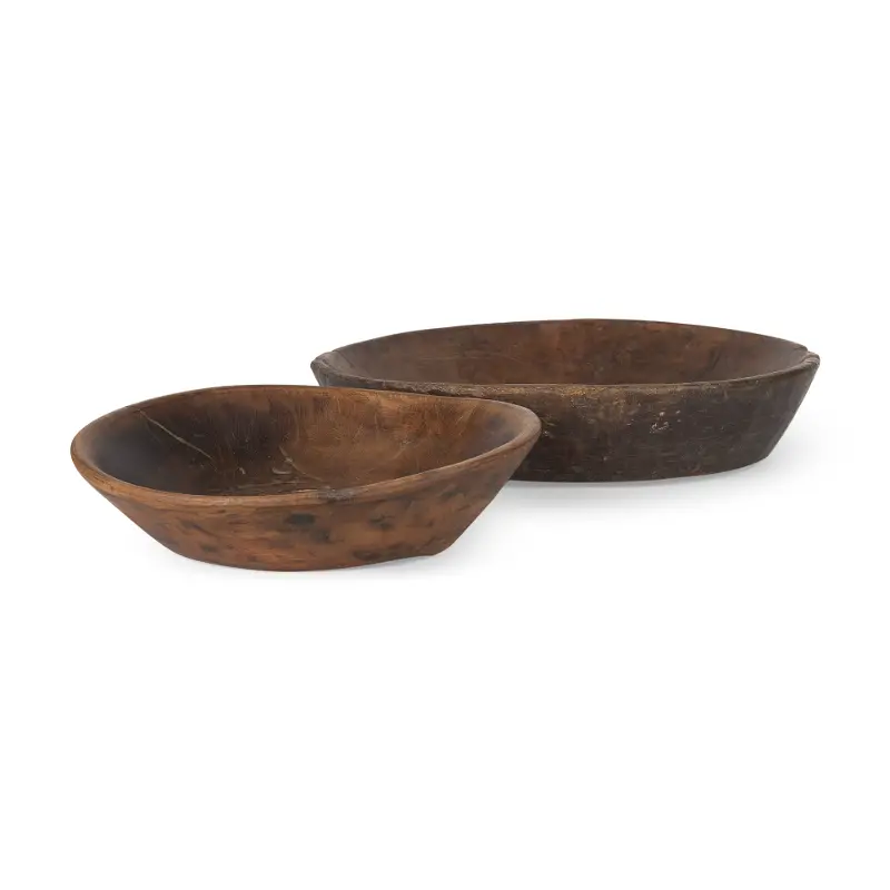 Large Reclaimed Wood Brown Bowl