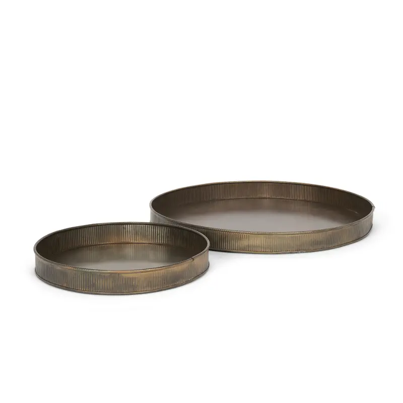 Varun Medium Round Antique Brass Tray