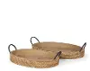 Rian Large Brown Wood Tray with Natural Jute