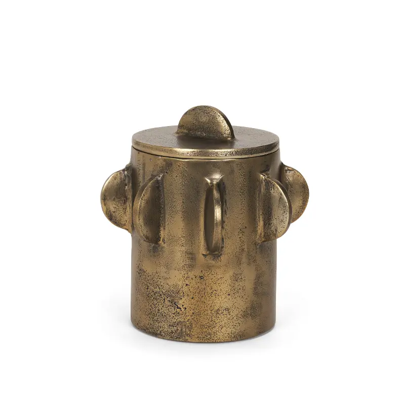 Small Deacon Antique Gold Metal Canister
