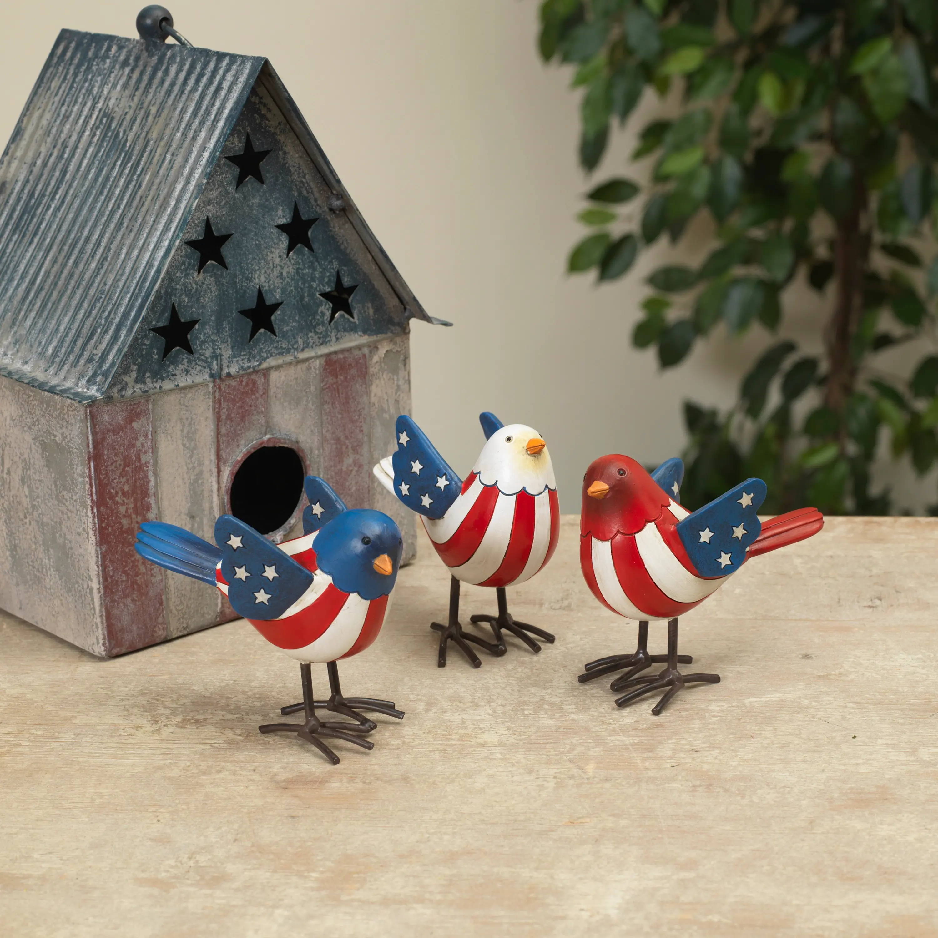 Assorted 4.3  Americana Bird Figurine-1