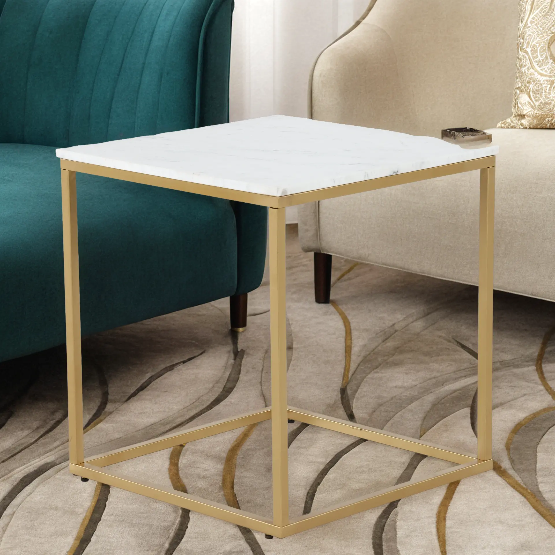 Santana Marble and Gold End Table-8