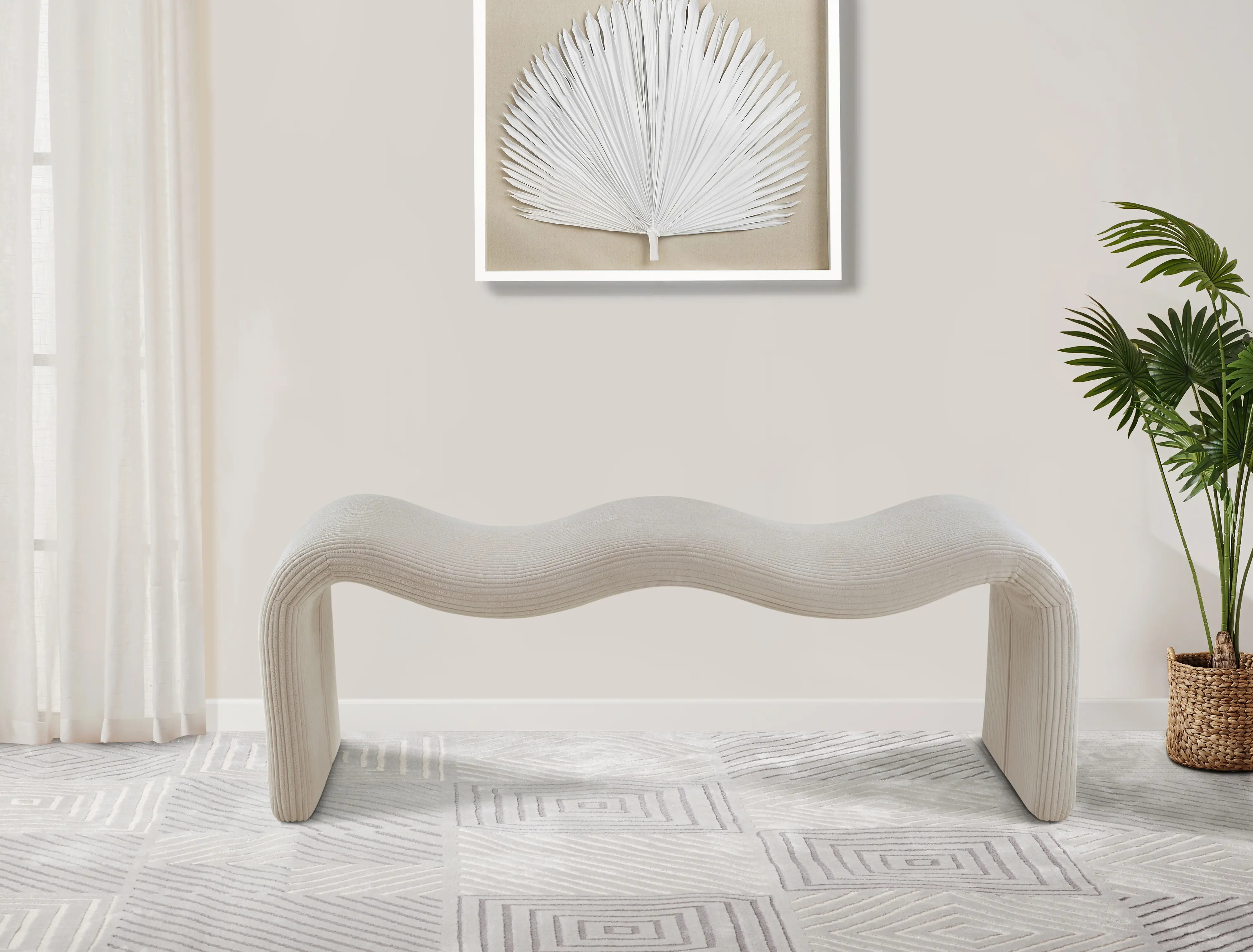 Willow Beige Corduroy Upholstered Bench-2