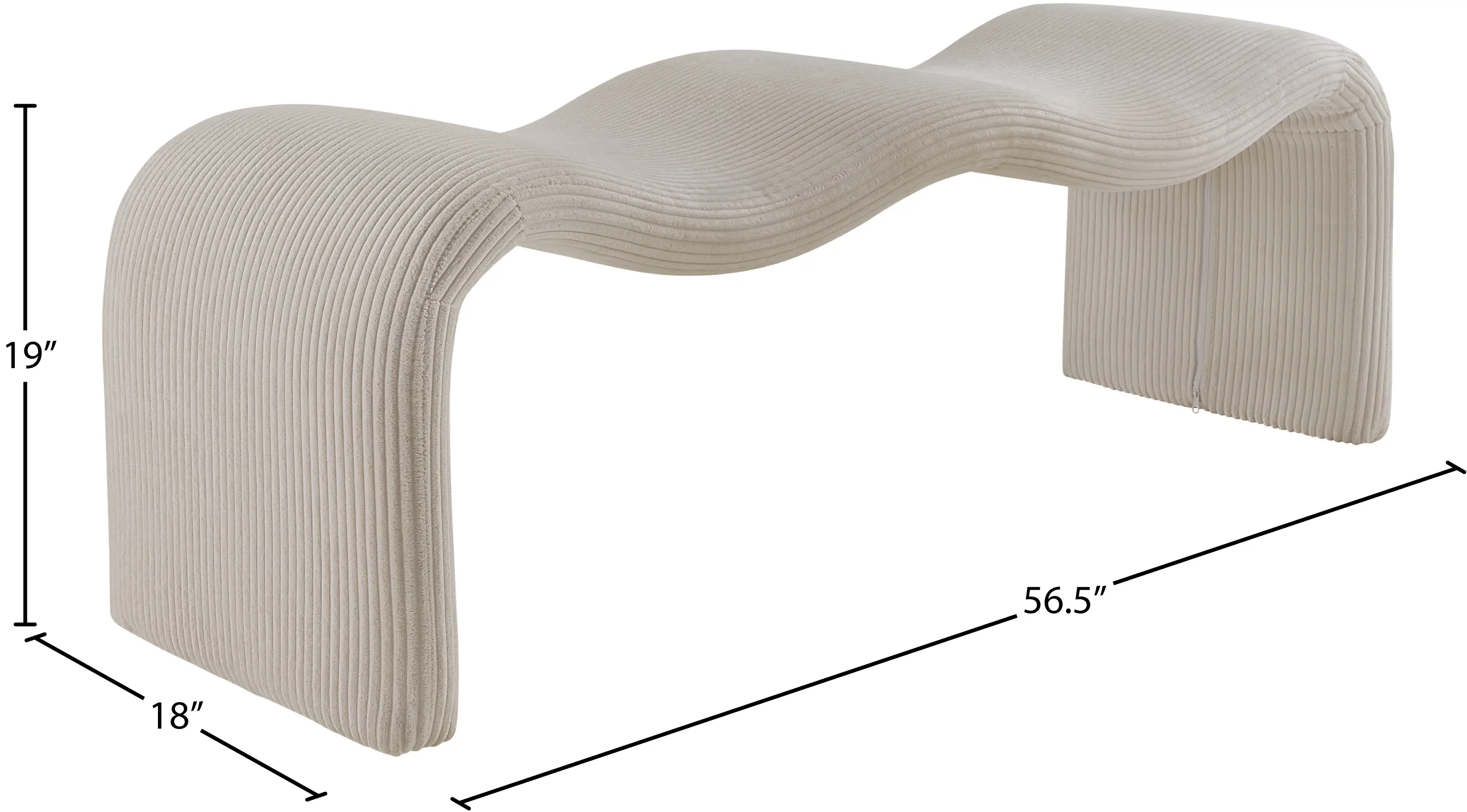Willow Beige Corduroy Upholstered Bench-9