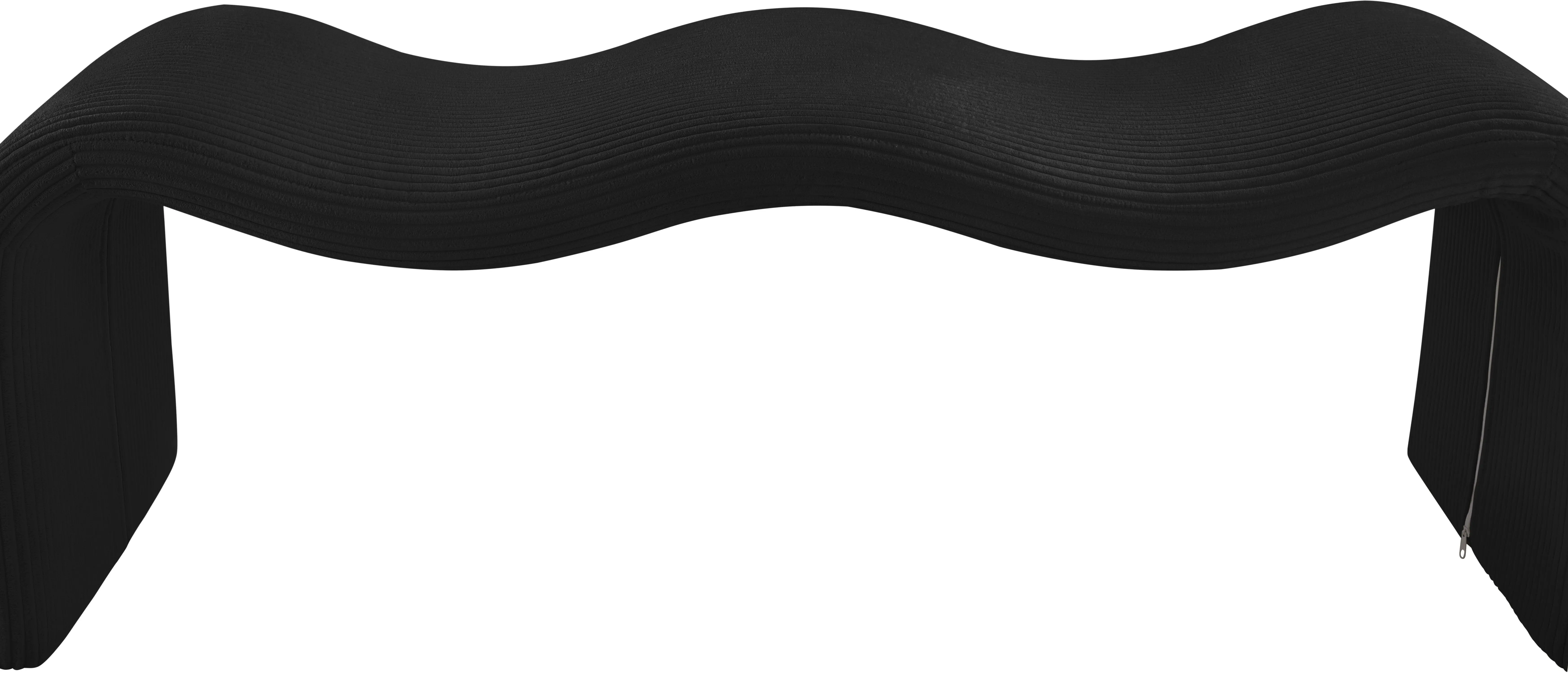 Willow Black Corduroy Upholstered Bench-3